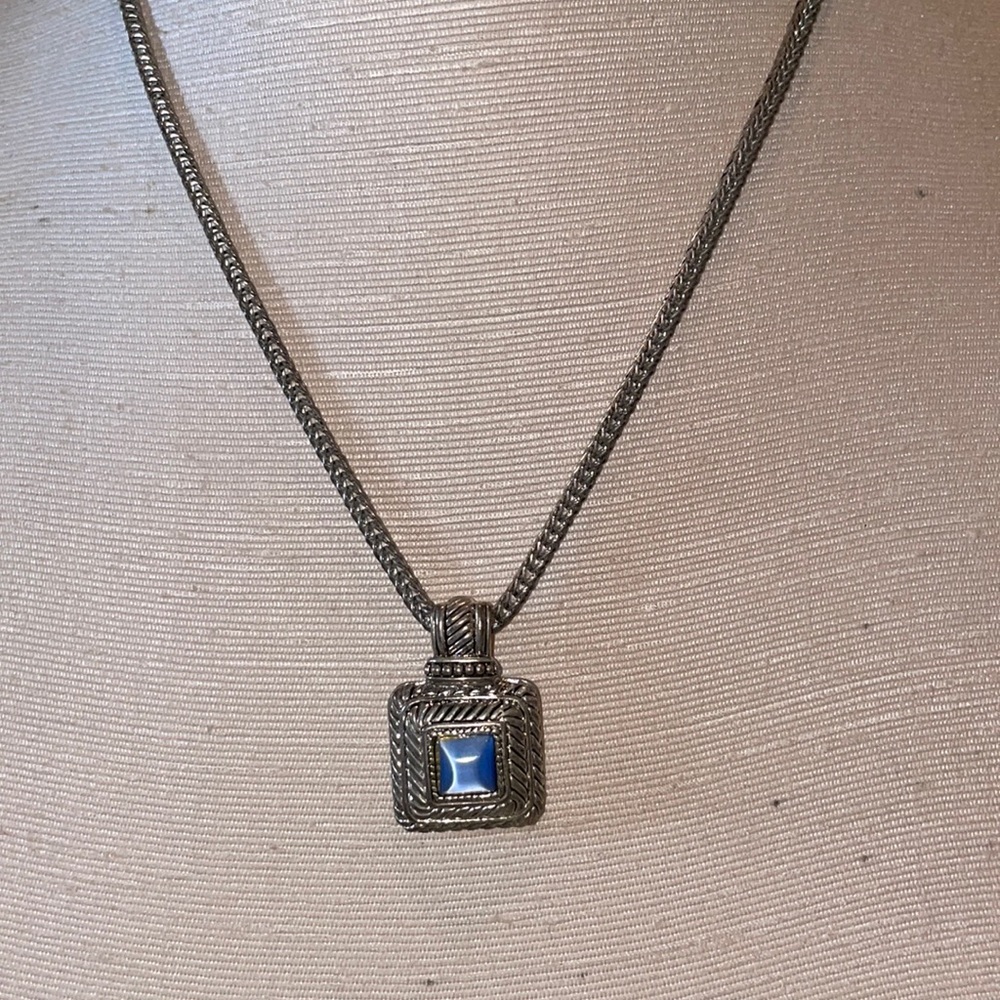 Silver vintage chain with blue stone #61